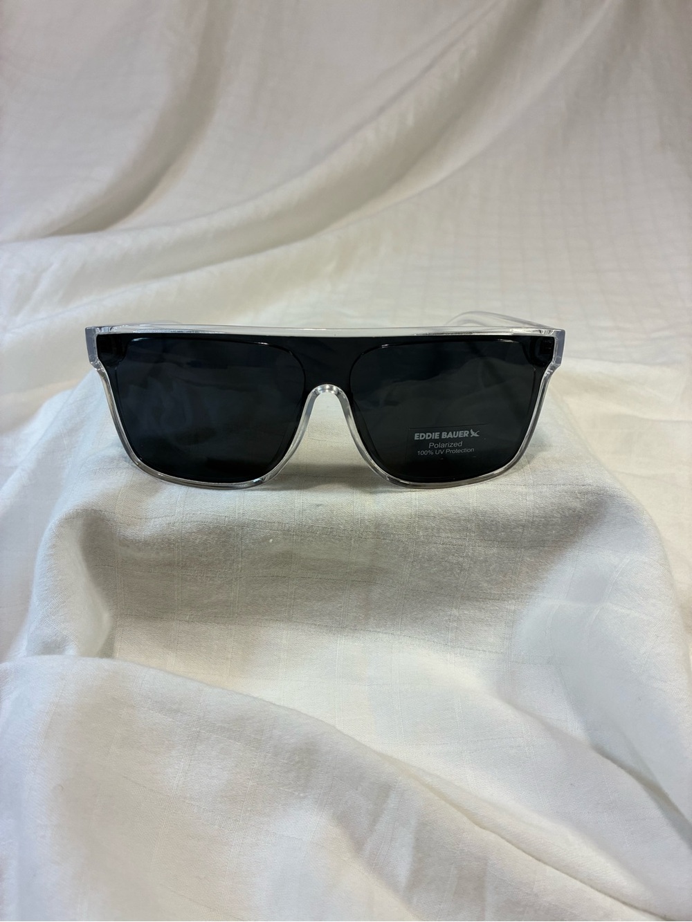 Eddie Bauer Men's Clear Frame Black Lens Sunglasses